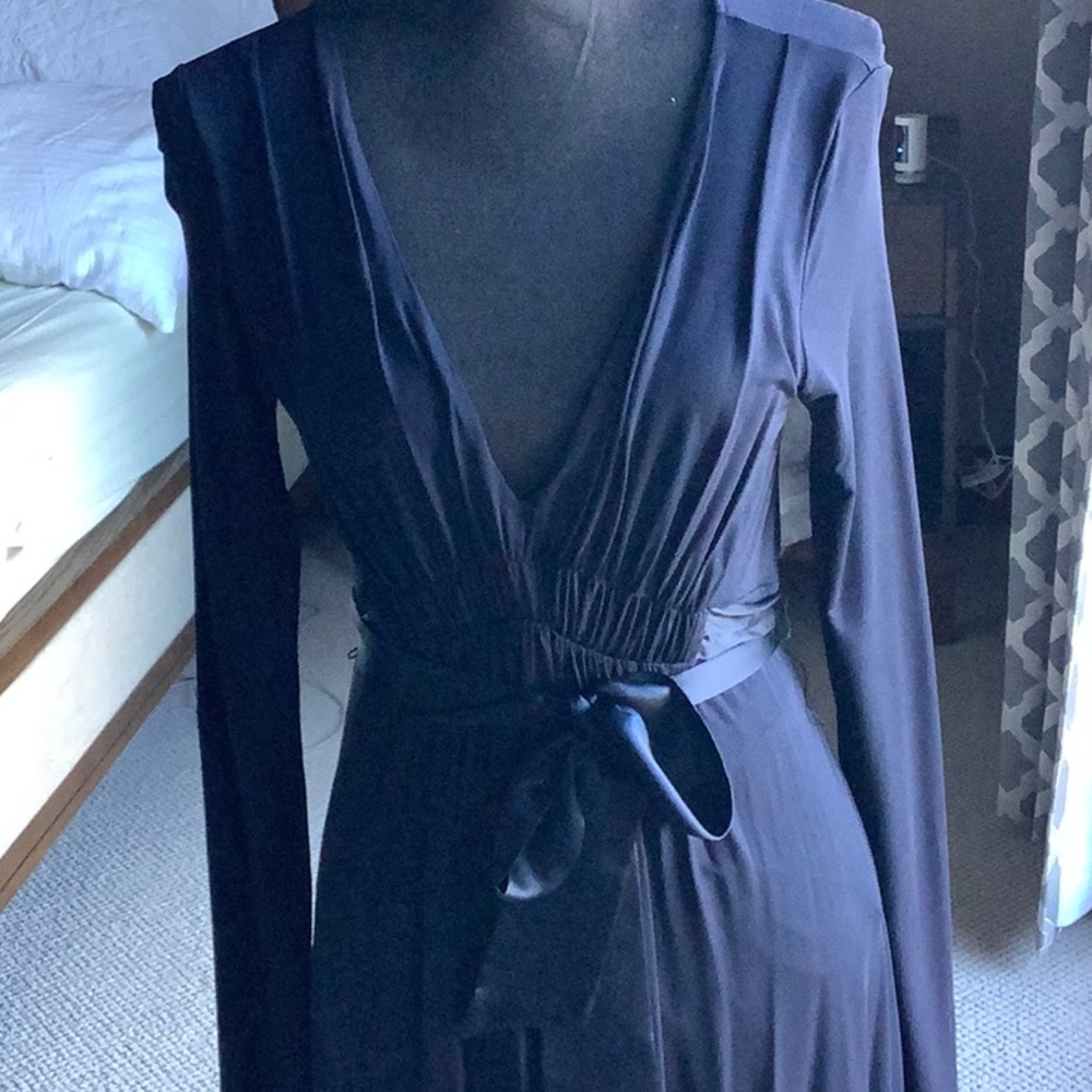 Navy blue dress, long sleeve  .
